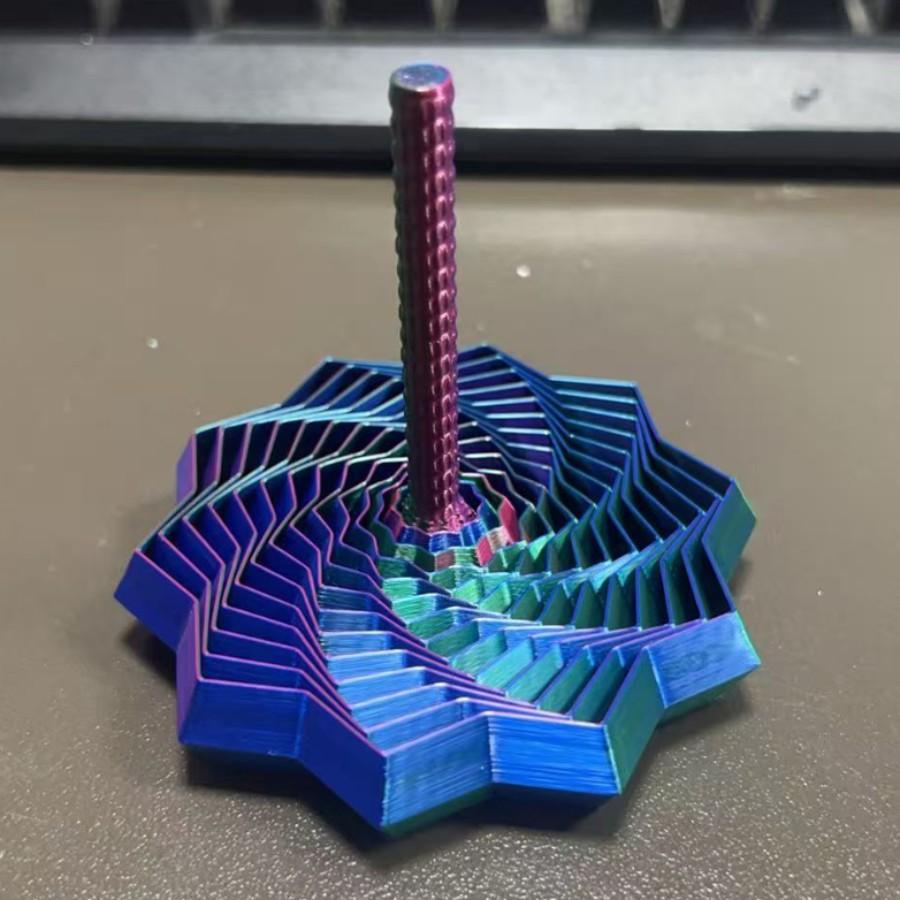 1PCS 3D Printed Decagonal Fingertip Decompression Soothing Toy with Handle To Expand Sensory Decompression Star-shaped Novelty Gyro