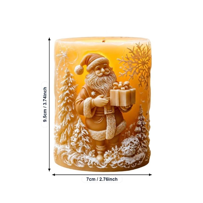 Embossing Santa Candle Casting Mould Holiday Cylinder Candle Making Mould for Making Candle Christmas Decoration