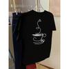 T-Shirt - Kaffeetasse, Stilvoller Aufdruck mit Kaffeearoma - Trendiges Damen-T-Shirt für Frühling und Sommer, ein modisches Kleidungsstück