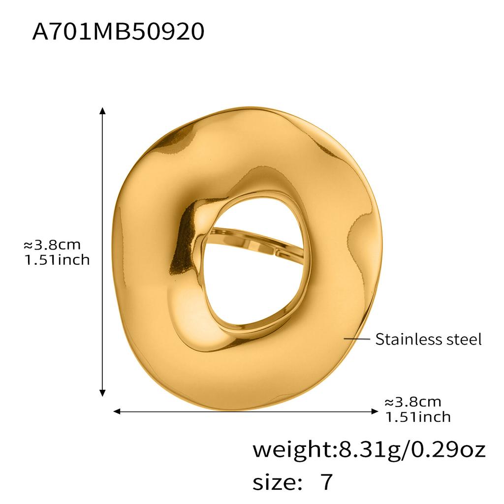 Minimalist Irregular Circle Design Chunky Ring In Stainless Steel 18K Gold Plated Statement Rings For Women Modern Chic Jewelry