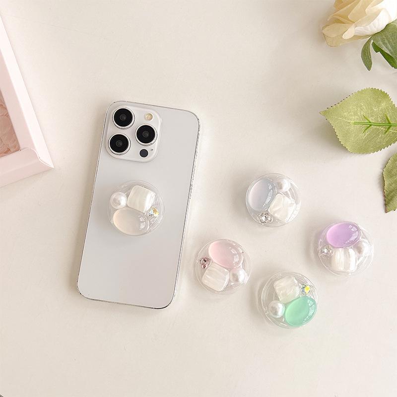 Rhinestone Gemstone Mobile Phone Airbag Holder Small Fresh Women'S Lazy Desktop Stand Can Be Retracted And Pasted