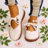Women's Marguerite Shoes Versatile Lace-Up Ins-Style White Shoes with Sole, Shallow-Cut Nurse Flat Shoes, Women Shoes