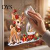 Decorative Glass Stickers for Christmas Window Cling, PVC Waterproof Santa Claus/ Elf Snowman/Elk/House Stickers, Reusable Easy Peel And Stick Holiday