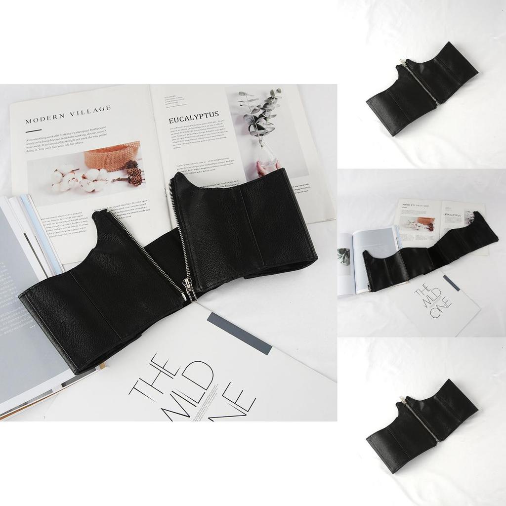 Simple Solid Color Artificial Leather Women Casual Wide Waistband With Zipper For Outdoor Fashion Streetwear