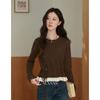 Luxiangnan Women's Drawstring Lace Hem Knitted Top
