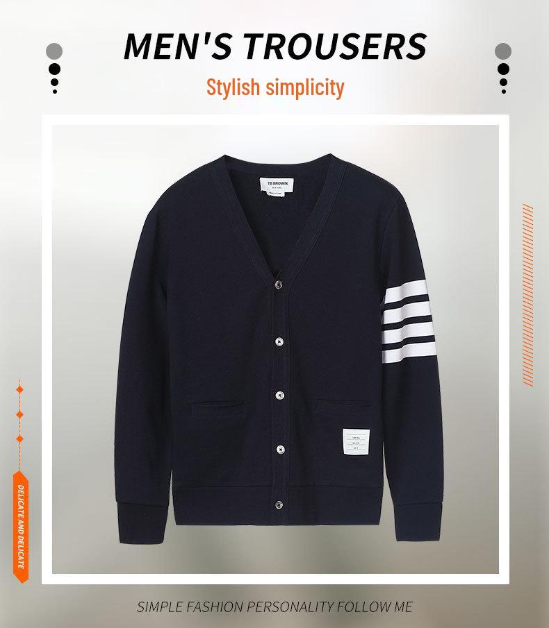 Unisex College Style Cotton Yarn-Dyed Casual Cardigan Jacket