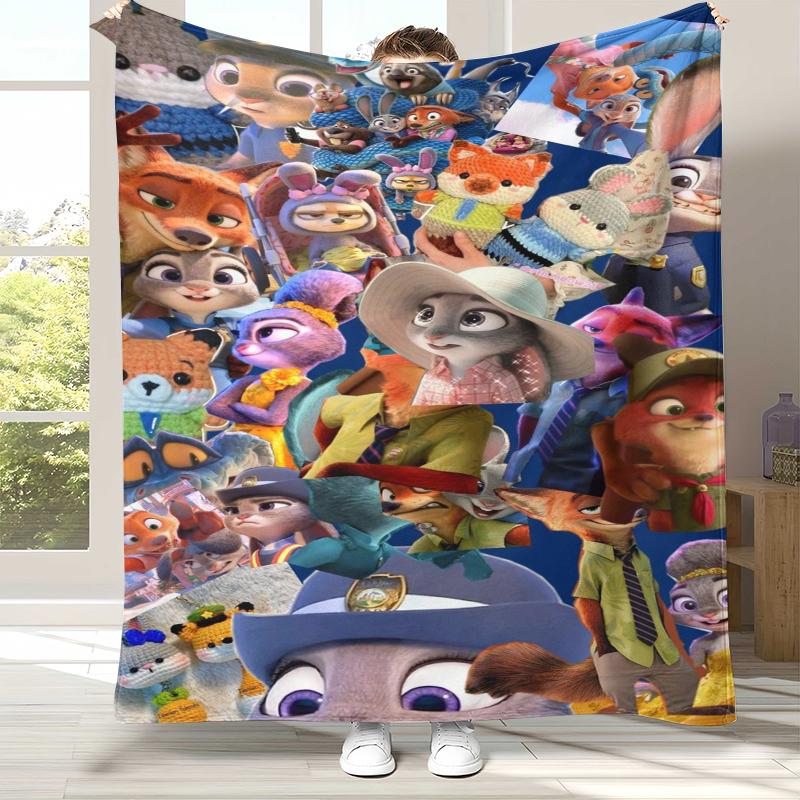 

Cartoon Zootopia Nick Judy Flannel Blanket,Ultra Soft Warm Plush Throw for Home Bedroom Bed Sofa Cover Office picnic kids 75x90cm