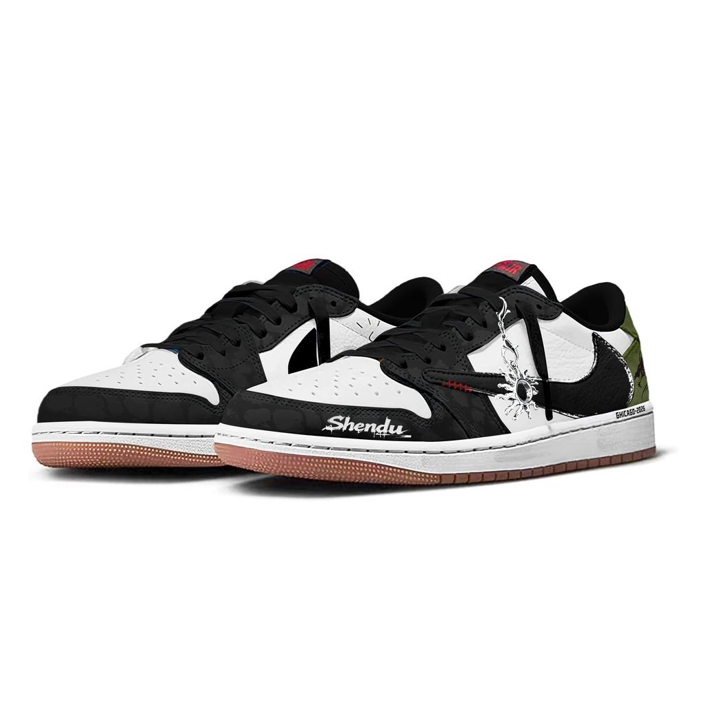 Travis Scott X Jordan Air Jordan 1 Vintage Basketbalové boty Unisex Nízké Zelené DZ4137-700(Tým1698- 7.0 )