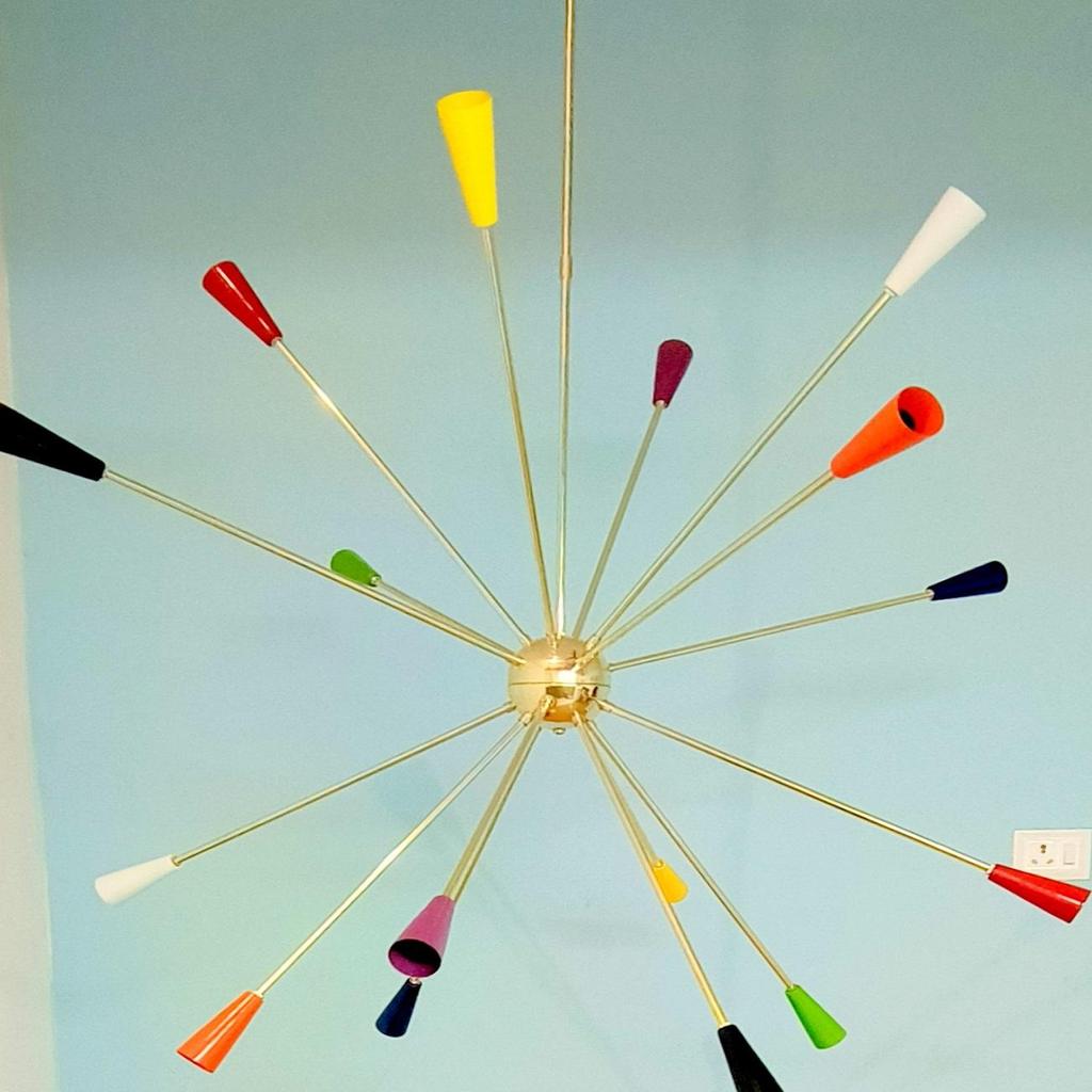 Customized Color Brass Sputnik Chandelier | Modern Midcentury Light Fixture for Home Decor | Pendant Lamp for Bedroom or Living Room