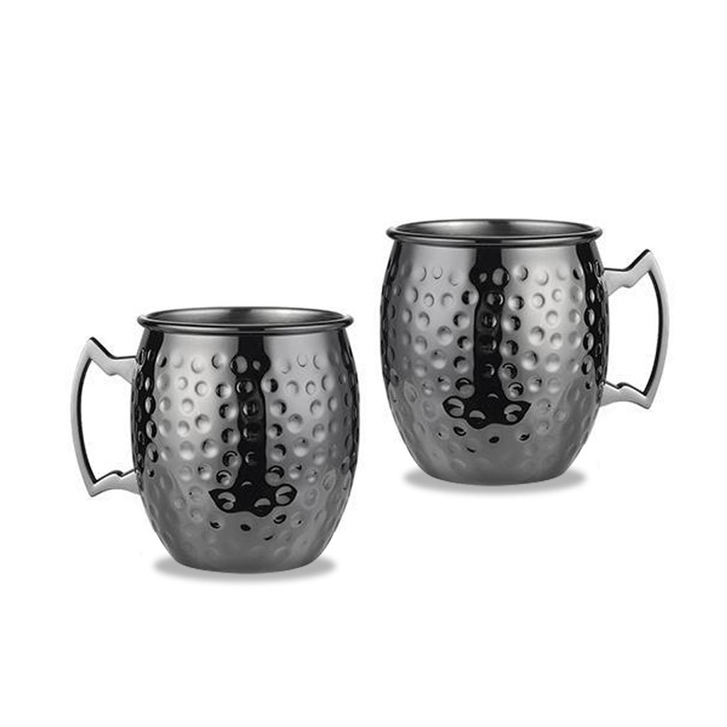 Leeseph Moscow Mule Mugs, Hammered Copper Cups with 304 Stainless Steel Lining, for Cold Drinks, Beer, Wine, Bars, Parties, Gift
