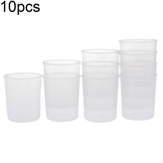 10Pcs 100ml Plastic Measuring Cups Epoxy Resin Mixing Art Waxing Kitchen Beakers