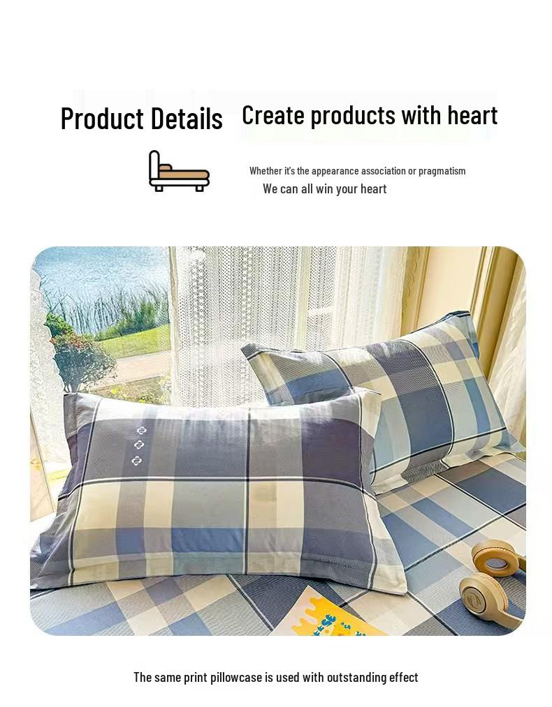 Class A Pure Cotton Bed Sheet, Duvet Cover, and Pillowcase Set – Available in Three-Piece or Four-Piece, All Seasons, Home/Homestay