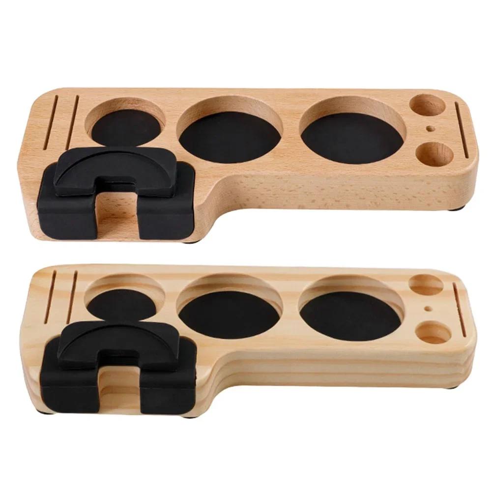 Universal Wooden Coffee Tamper Stand Presser Holder For Espresso Puck Screen Tamping Station Distribution Lever Tool Tamper Mat