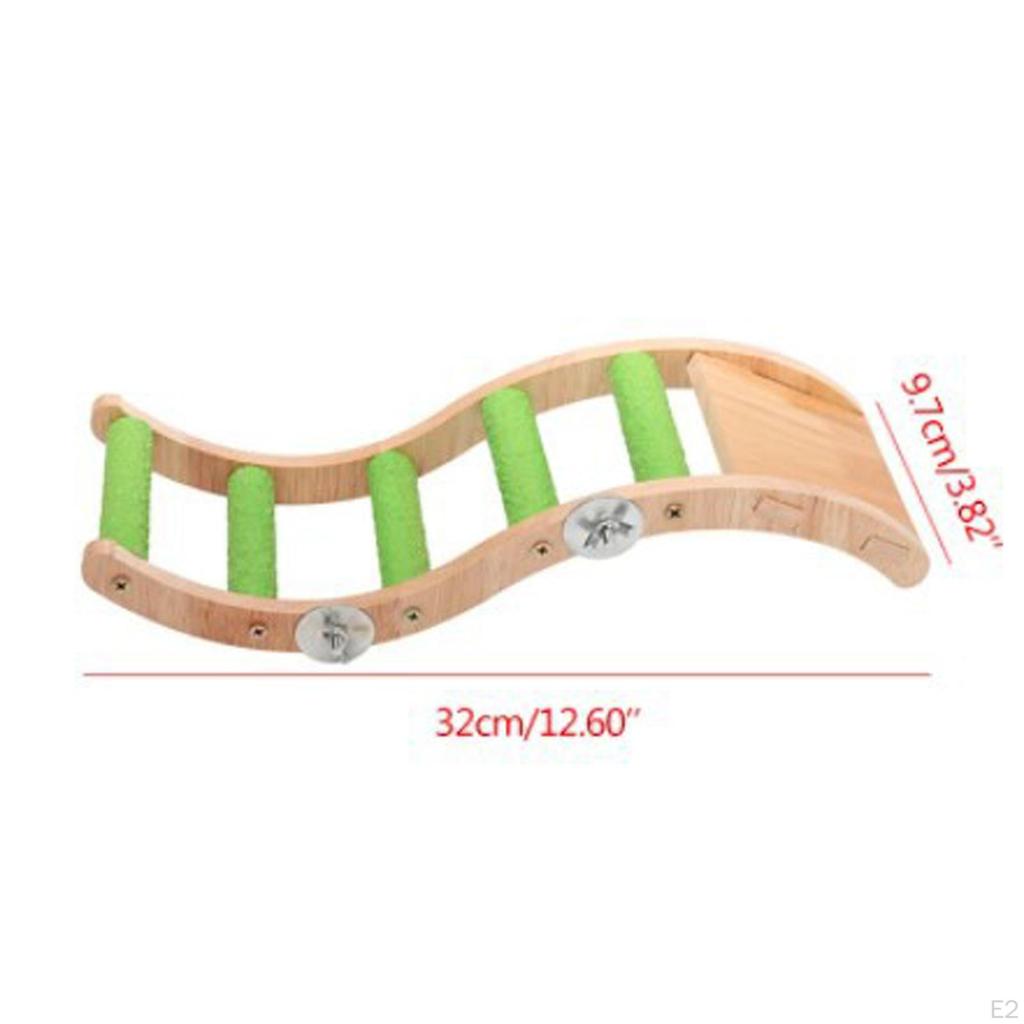 Bird Wooden Ladder Toy Pet Parrots Climbing Bridge Accessory Chewing for Parakeets,Conures,
