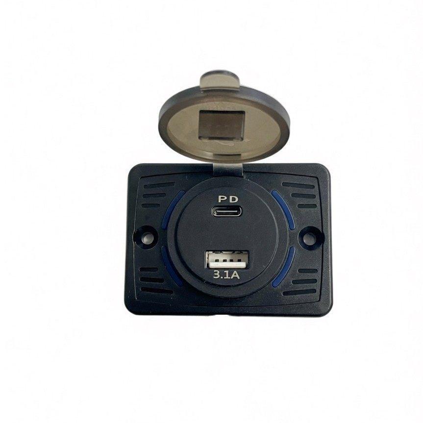 Dual USB PD Fast Charging Socket for Motorcycle, Car, RV, and Boat