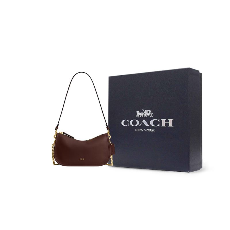 Coach Waverly 24 Logo Leder-Schultertasche Damen Schultertasche Ahorn-Braun CCC36-B4MPL