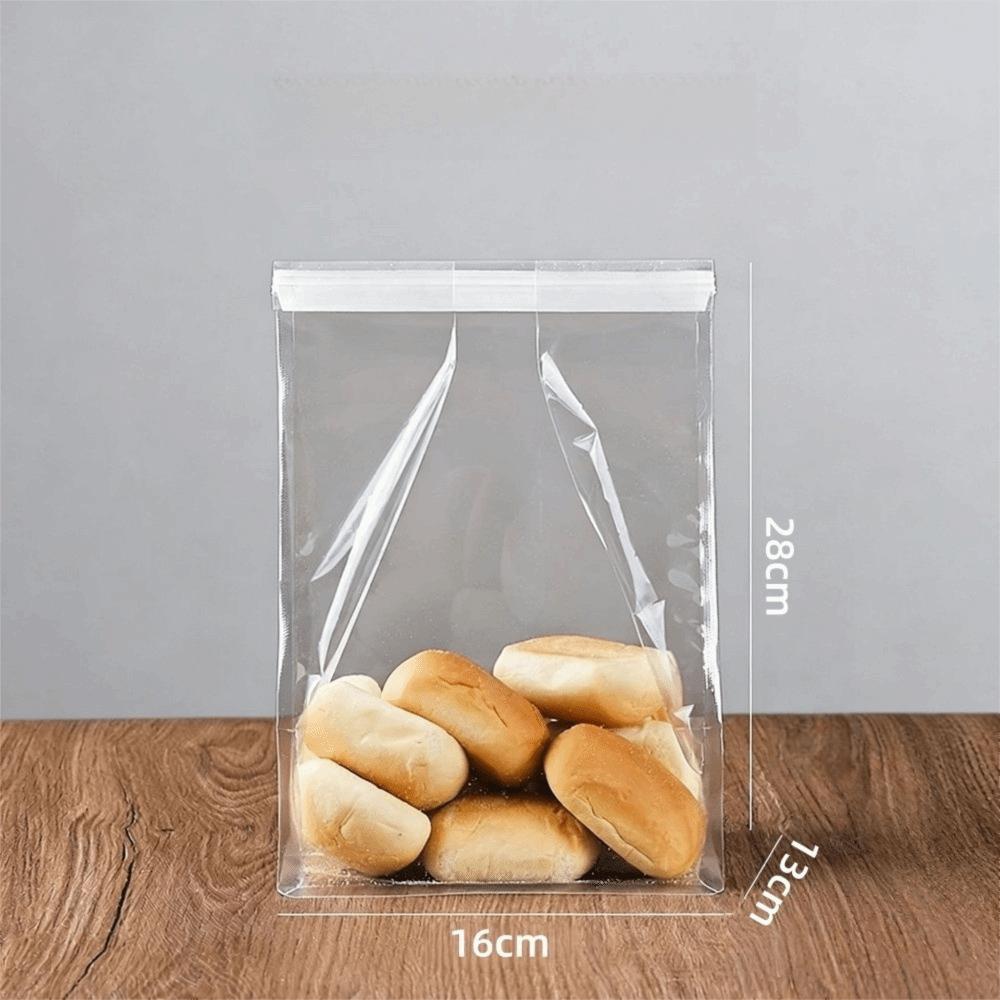 50pcs Transparent Toast Bags Twist Tie Sealed Storage Bakery Packaging Bags Food Packaging Self-Sealed Self-Sealed Pouch Bakery
