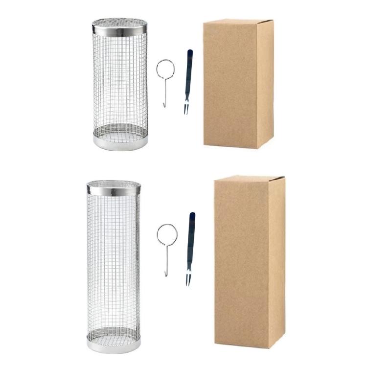 Portable BBQ Mesh Cylinder BBQ Net Tube Efficient Grilling Basket For Even Heat Distribution On Vegetables And Seafood
