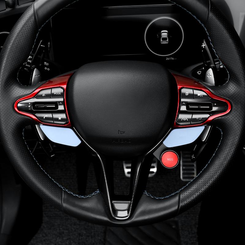 Für Hyundai Veloster JS N 2019-2023 i30 N /CN7 N 2024 2025 Auto Lenkrad Knopf Rahmen Kinn Dekoration Abdeckung Zierleiste