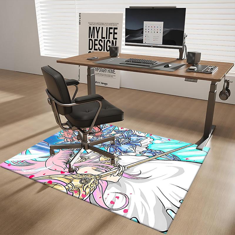 1pc Office Chair Mat - Saint Seiya Athena & Phoenix Ikki Decorative Rug for Home, Office, Living Room, Bedroom, Non-Slip Carpet Suitable for All Seaso
