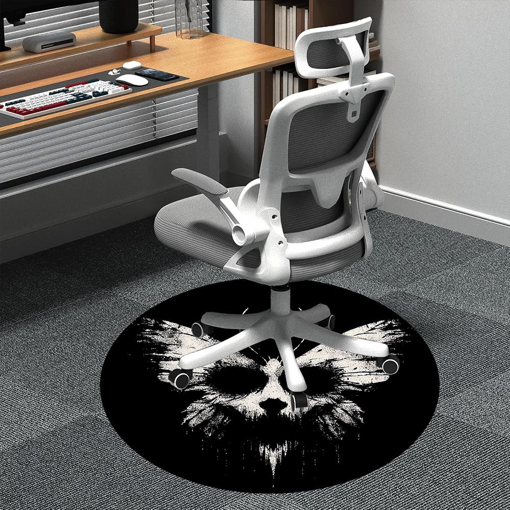 1pc Butterfly Skull Office Round Area Rug, Indoor Mat Suitable ForOffice, Under Office Chairs Bedroom Living Room Home Decor, Room Deco Q023