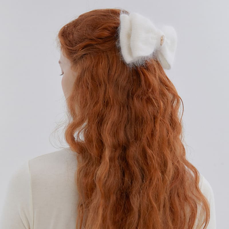 

ANOETIC ANC RIBBON ANGORA KNIT HAIRPIN_2COLOR GREY