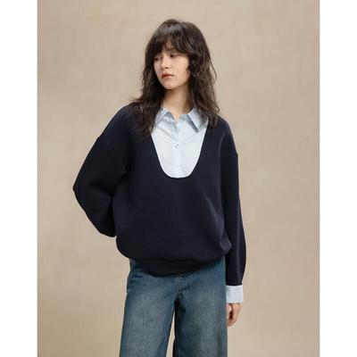 Demana Damen Sweatshirt mit gefälschtem Zweiteiler und Wolkenbaumwolle