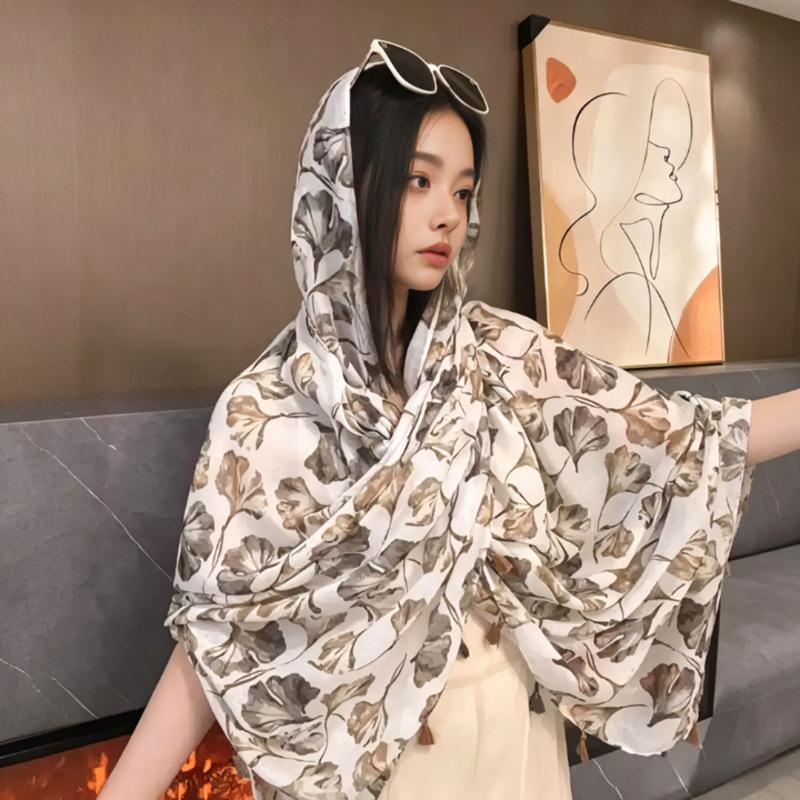 Womens Retro Ethnic Style Mid Length Sun Protection Shawl Travel Scarf