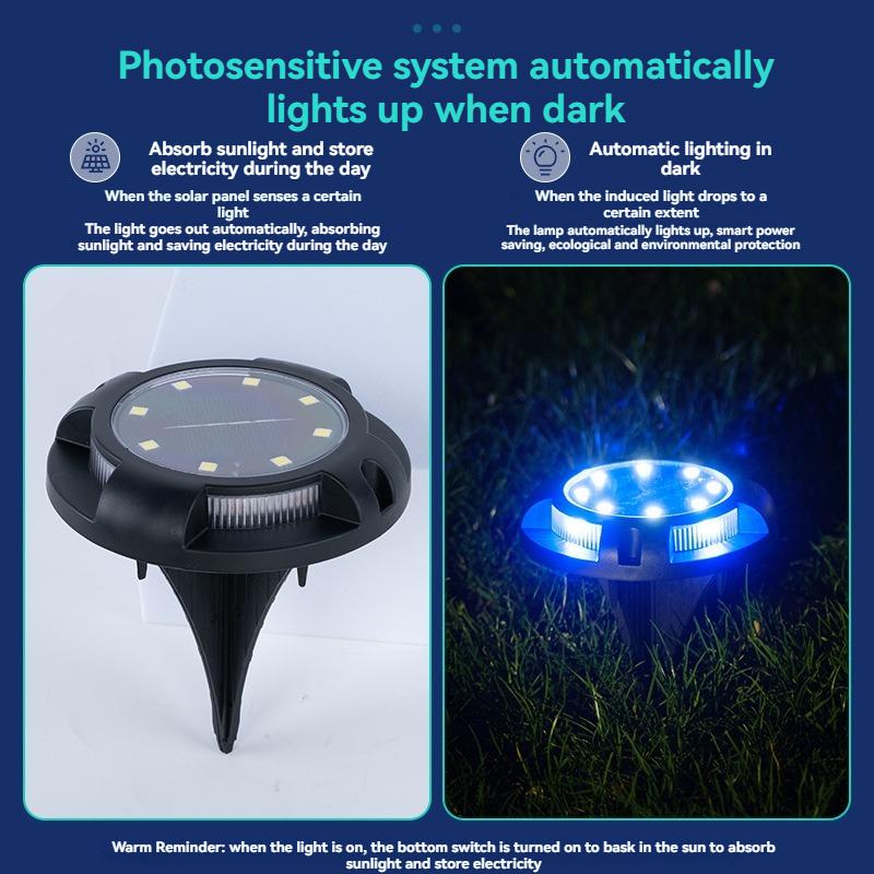 Black Shell Outdoor Waterproof Solar Buried Light 8+4LED Side Light Deck Light Lawn Garden Garden Installed Ground Insert Light