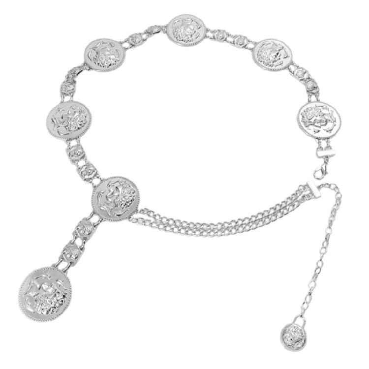 Elegant Waist Belt Aesthetic Head Charm Photo Props Belt for Jeans Dress Belt Body Jewelry Metallic Chain