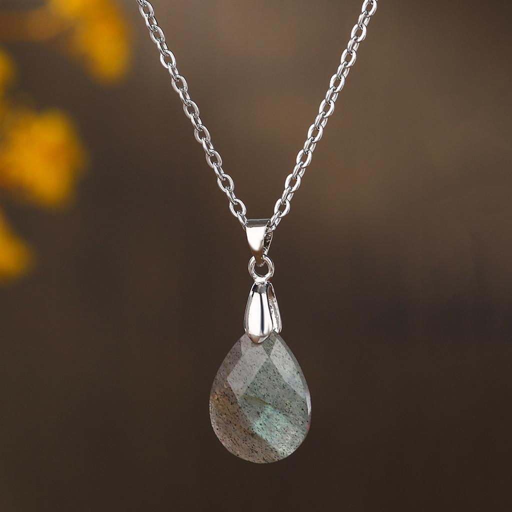1pc Natural Stone Pendant Teardrop Simple Pendant Necklace for DIY Necklace Amethys Tiger Eye Necklace Jewelry Gifts
