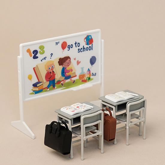 Doll House Ornament, Desk Chair School Bag Dollhouse Ornament, Realistic Doll House Accessories for Toddlers Pretend Play Toys
