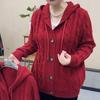 New Knitted Cardigan Jacket Women's Thickened Foreign Style Mother Twist Single-breasted Hooded Top