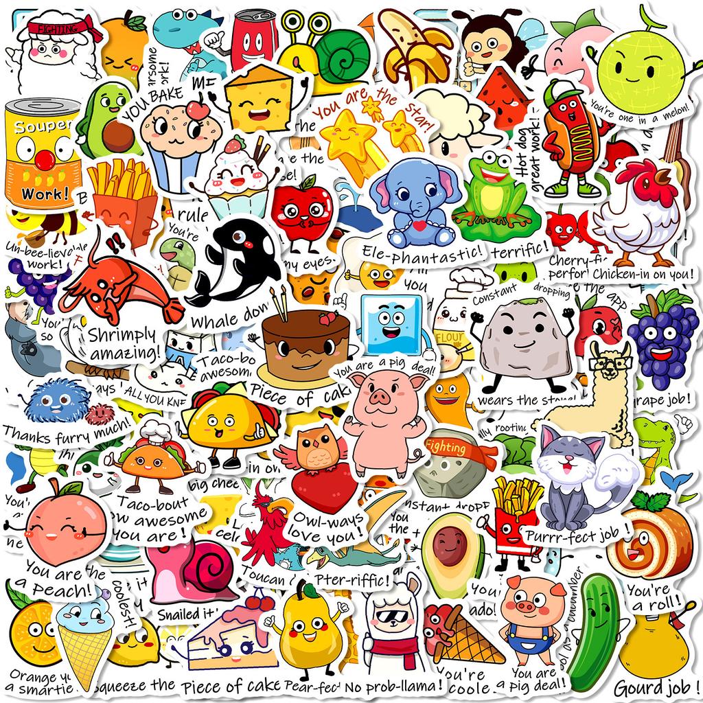 100 Children'S Educational Early Education Pun Stickers Fun Homophonic Stems Incentive Reward Stickers