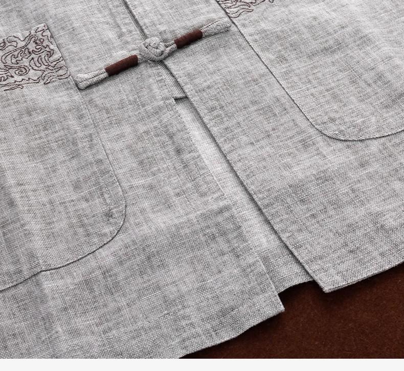 Men's Cotton & Linen Tang Suit - Short-Sleeved Chinese Style Summer Outfit for Middle-Aged & Elderly