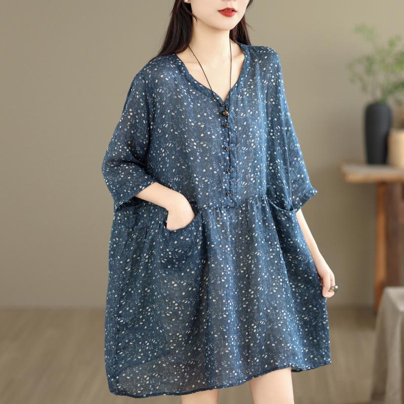 2026 Chic French V-Neck Casual Summer Dress: Elegant, Trendy, Commuting Short Skirt Plus Size