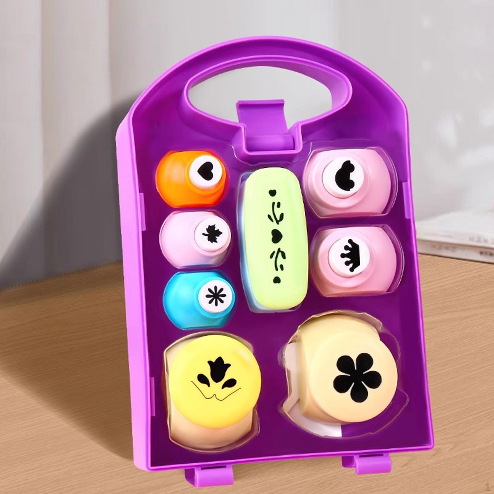 

8Pcs Paper Punches Set Hole Puncher with Carry Case Decorative Punch Shape for