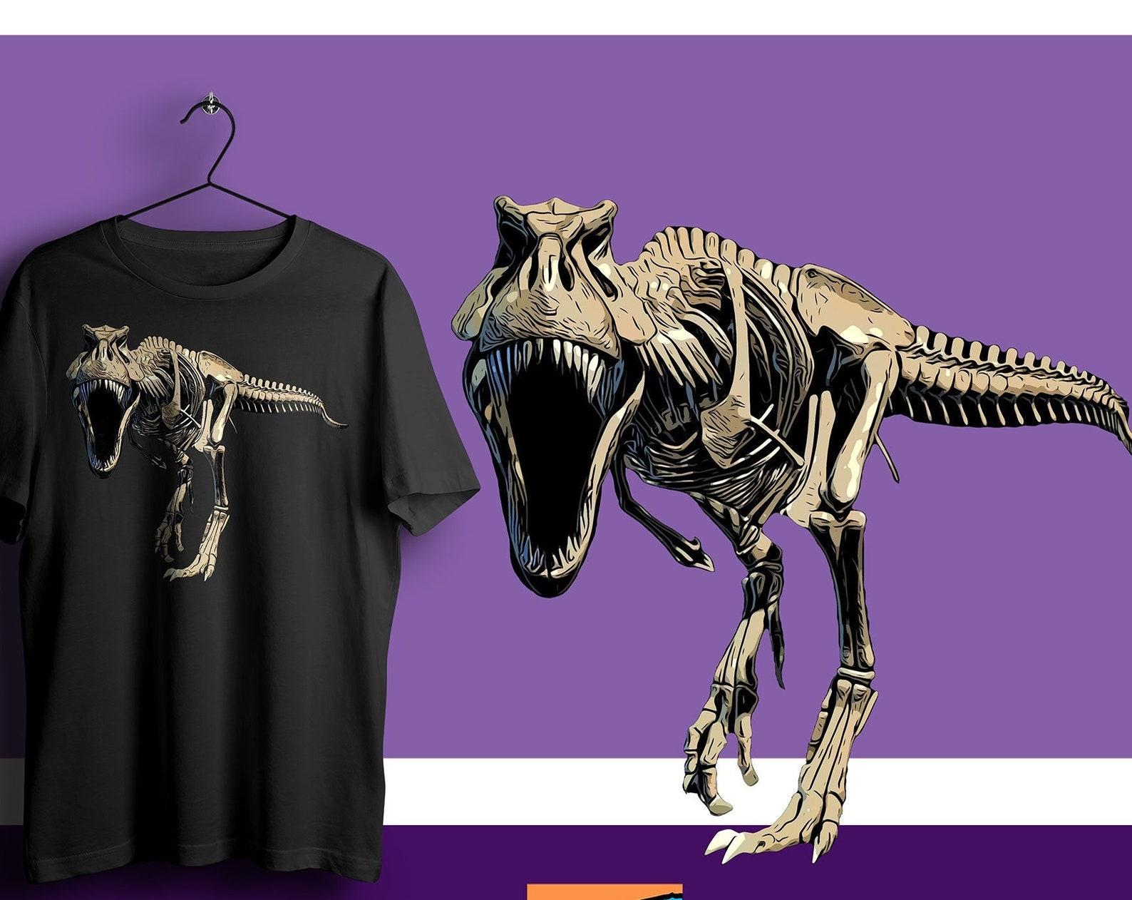 T-Rex Skeleton Shirt: Jurassic Animal Print Tee M