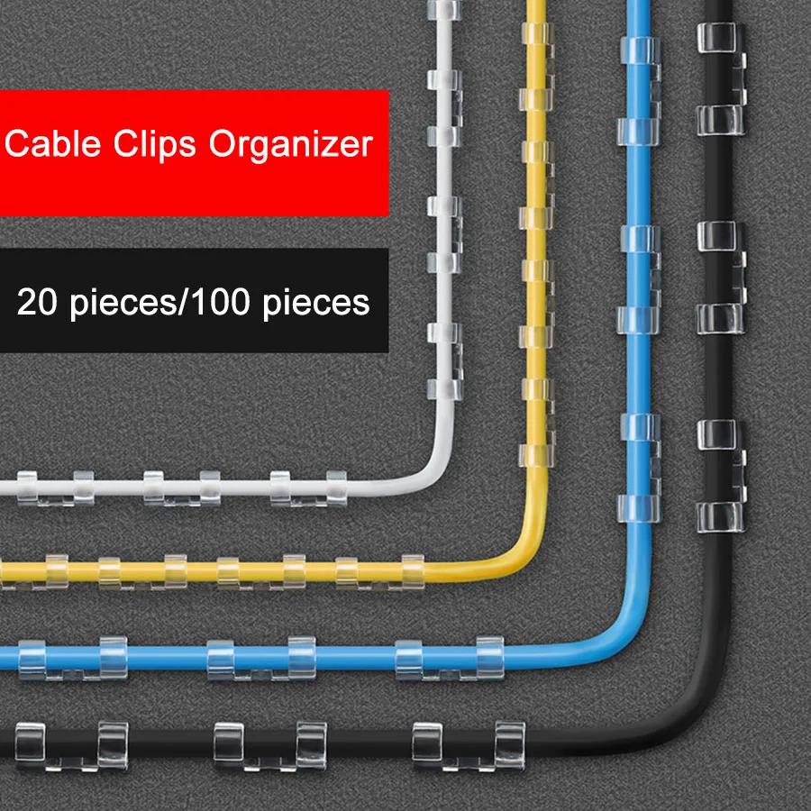 20pcs Cable Clips Organizer Self-Adhesive Cable Fixed Wire Clamp For Table Car Office Home Data Line Charger Wire Management