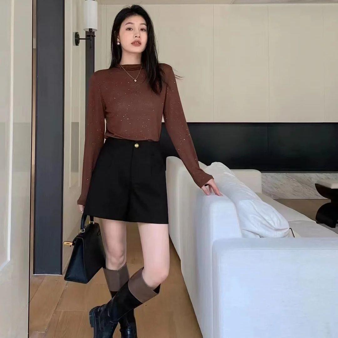 Black High-Waisted A-Line Wide-Leg Summer Shorts for Women - 2026 Trendy and Lightweight Casual Wear S