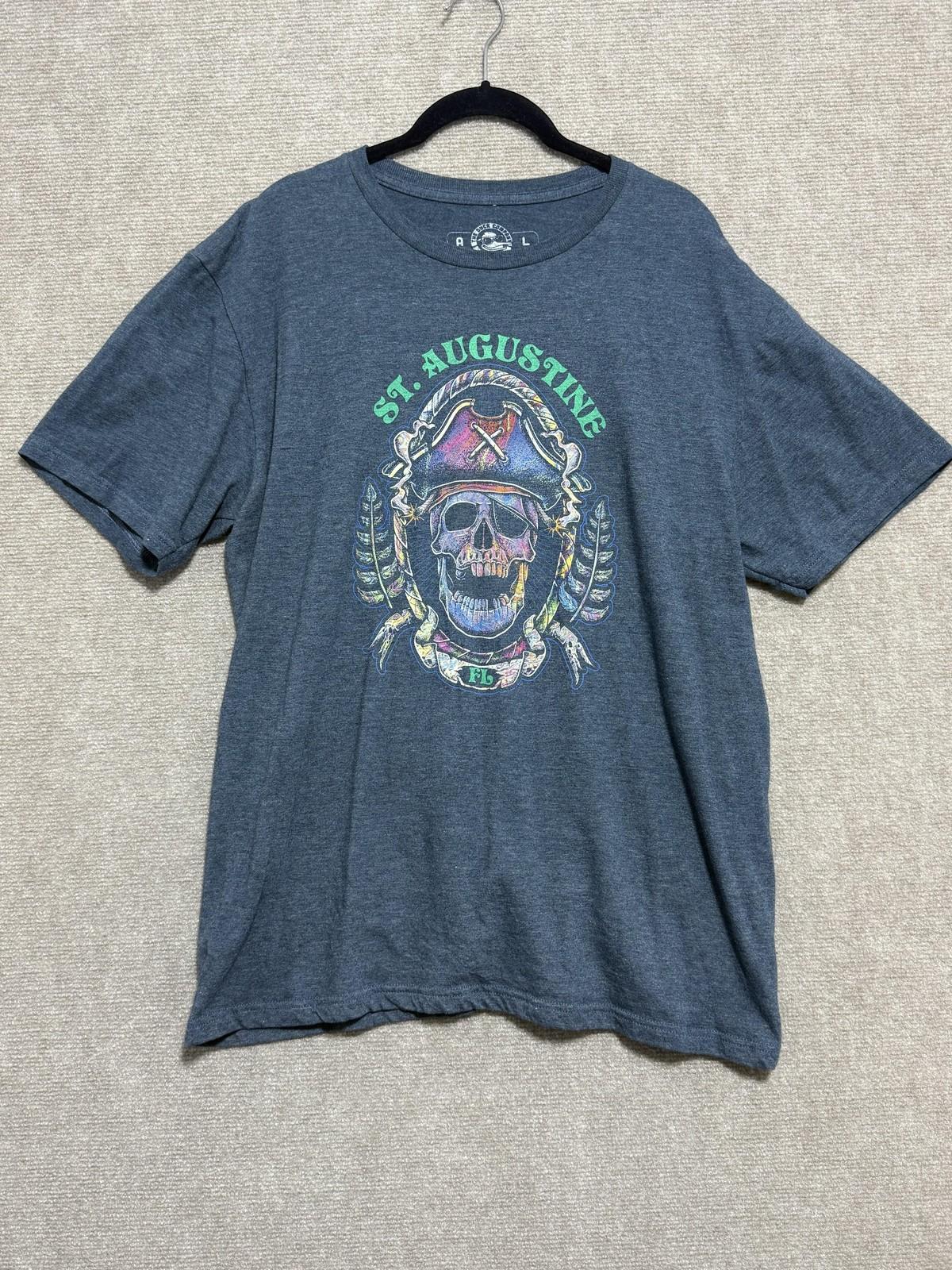 St Augustine Shirt Mens Large Pirate Skull Florida Graphic Tee Crewneck T-Shirt S