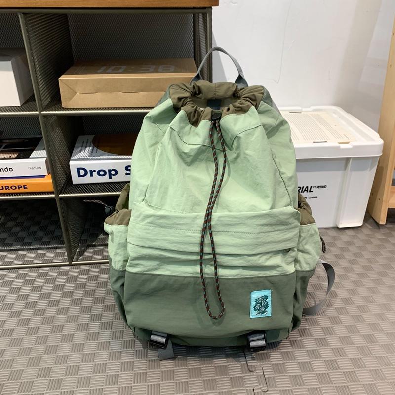 Student's Lightweight Schoolbag Drawstring Backpack Color Block Outdoor Sports Mountaineering Large Capacity Travel Bag