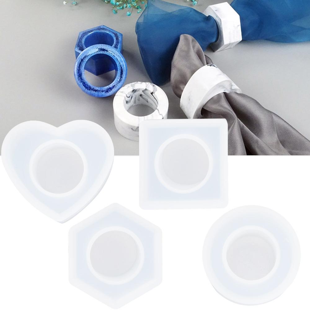 4pcs Jewelry Tools Hexagon Resin Mold Square Heart Silicone Mold White Round DIY Silicone Mold DIY Crafts