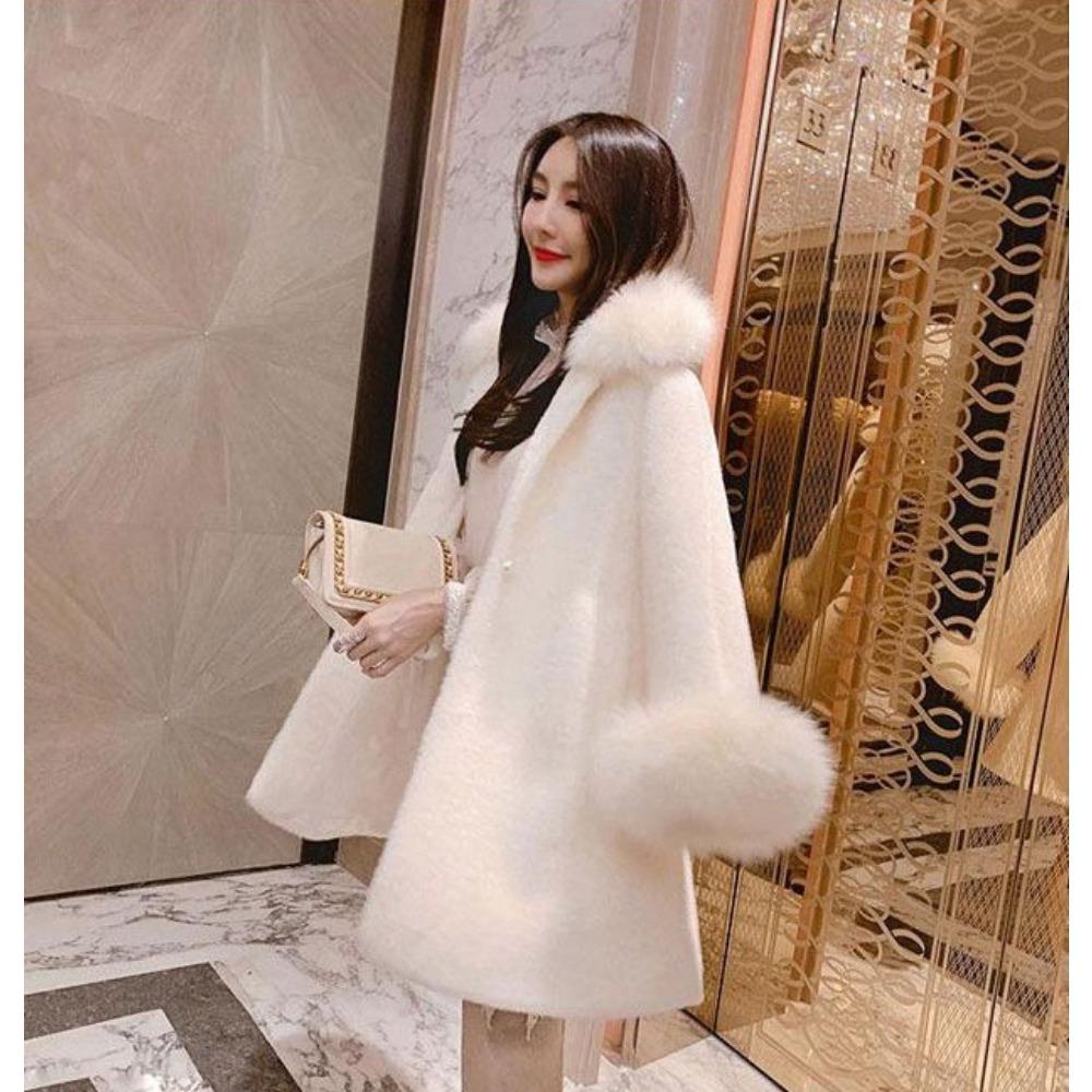 New Mink Velvet Coat for Women Loose Student Winter Mid-length Furry Fur Coat Furry Woolen Fabric