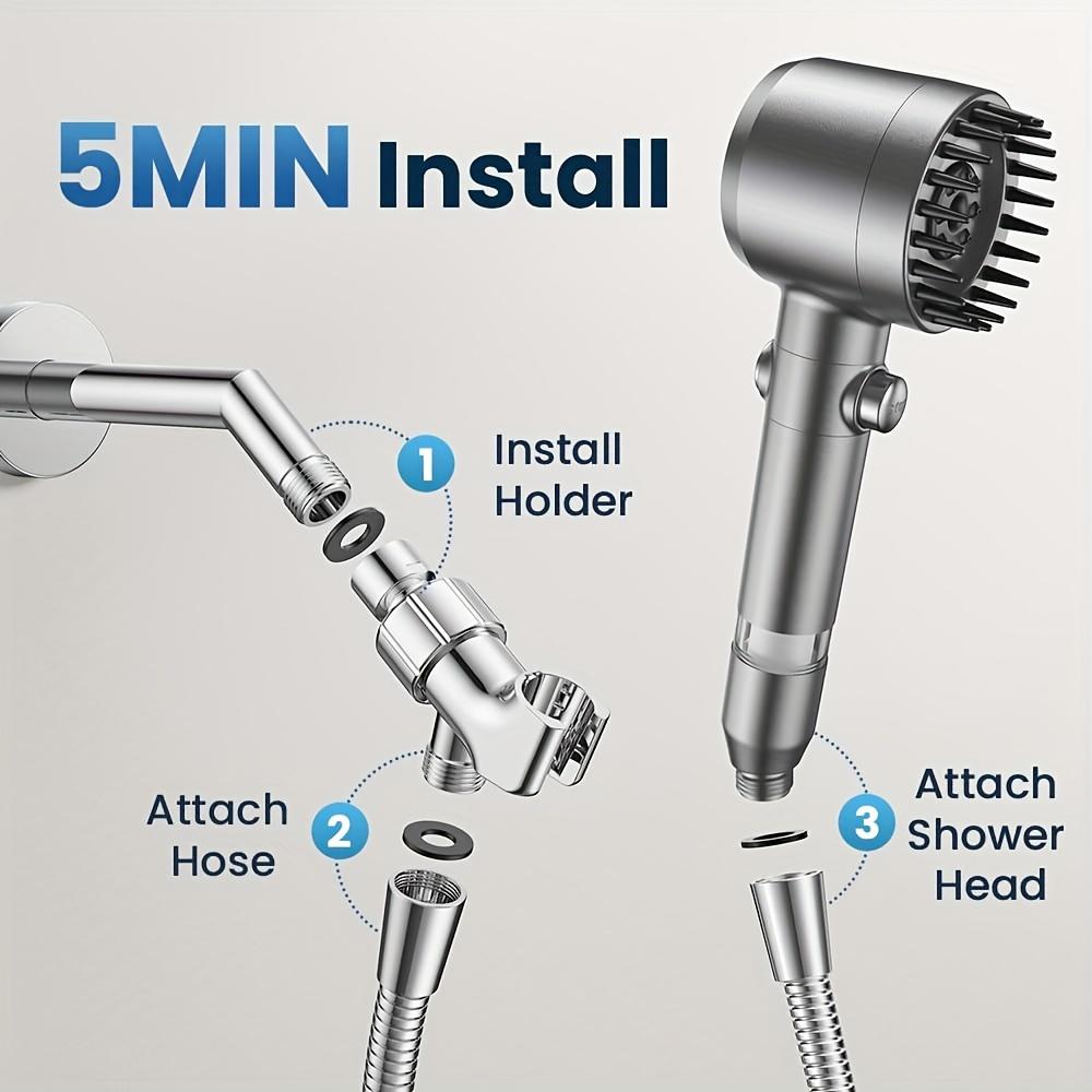 Handheld Filter Showerhead, High Pressure Water Flow and Multiple Spray Mode Filter Showerhead for Power Cleaning of Hard Water