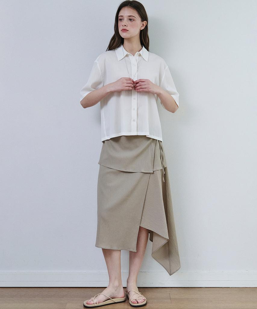 MALOUPE 4213 Crinkle Short Sleeve Shirt (Cream)
