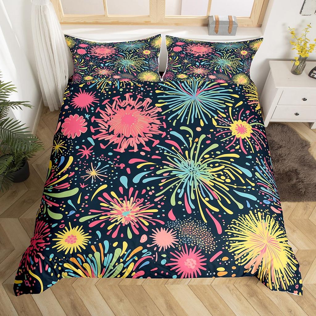 Colorful Flowers Beding Set Boho Paisley Floral Decor Soft Duvet Cover for Women Mothers Day Gifts, Warm Soft plus Breathable Quen