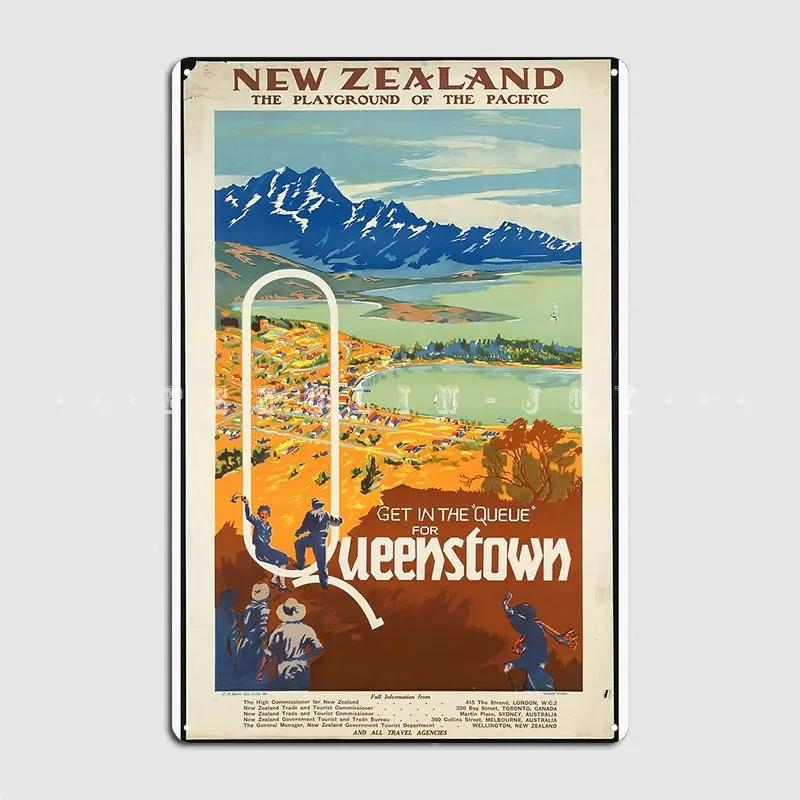 

Vintage Queenstown New Zealand Travel Advertisement Art Posters Poster Metal Plaque Pub Garage Custom Tin Sign Posters 20x30cm