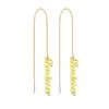 Custom Name Long Pendant Earrings Personalized Chains Ear Studs Custom Stainless Steel Letter Name Earrings Wedding Gifts