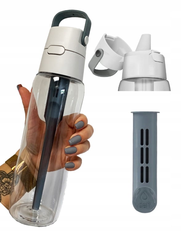 Dafi Solid water bottle with filter, gray, 07l, made of Tritan